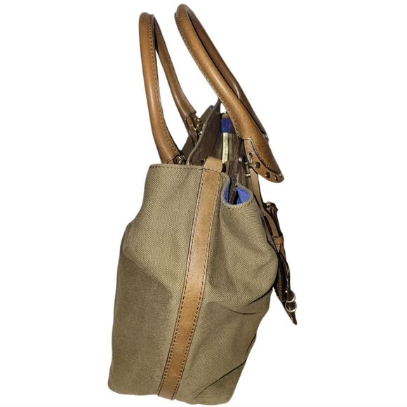 Emilio Pucci City Marquise Bag Studded Handle Leather and Canvas Handbag Satchel - Picture 5 of 17